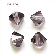 Imitation Austrian Crystal Beads, Grade AAA, Faceted, Bicone, Purple, 3x3mm, Hole: 0.7~0.9mm(SWAR-F022-3x3mm-204)