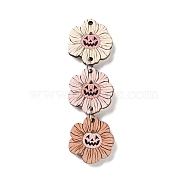 Halloween Theme Wood Big Pendants, Printed Wooden Tassel Charms, with Iron Findings, Skull Flower, 63x18.5x2.5mm, Hole: 1.6mm(WOOD-Z004-09D)