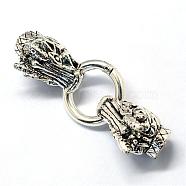 Alloy Spring Gate Rings, O Rings, with Cord Ends, Dragon, Antique Silver, 6 Gauge, 71mm(PALLOY-R089-36AS)