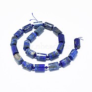Natural Lapis Lazuli Beads Strands, Faceted, Column, 13.5~14.5x9.5~10mm, Hole: 1mm, about 22pcs/strand, 15.2~15.3 inch(38.8~39cm)(G-F632-07A)