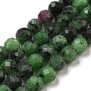 Faceted Round Natural Ruby in Zoisite Bead Strands, 6mm, Hole: 1mm, about 63pcs/strand, 15.35 inch(39cm)(G-F289-11-6mm)