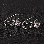 304 Stainless Steel Rhinestone Cuff Earrings, Stainless Steel Color, 19x8x12mm(EJEW-M055-01P)