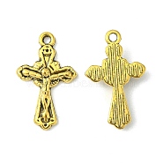 Tibetan Style Alloy Pendants, for Easter, Crucifix Cross, Antique Golden, Cadmium Free & Nickel Free & Lead Free, 23.5x15x3mm, Hole: 1.5mm(X-GLF10635Y-NF)