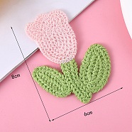 Tulip Flower Shape Polyester Knitted Appliques, Costume Hat Bag Ornament Accessories, Pink, 78x62x2.5mm(PATC-WH0005-12G)