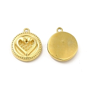 Ion Plating(IP) 304 Stainless Steel Pendant Rhinestone Settings, Flat Round with Heart, Real 14K Gold Plated, Fit For 1mm Rhinestone, 16.5x14x3.7mm, Hole: 1.2mm(STAS-F284-29G)