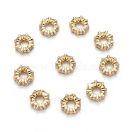 Brass Cubic Zirconia European Beads, Rondelle, Golden, 8x3mm, Hole: 4mm(ZIRC-F001-101G)