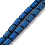 Electroplated Synthetic Non-magnetic Hematite Beads Strands, Frosted, Column, Blue Plated, 3.7~3.8x5.8~5.9mm, Hole: 0.8mm, about 65pcs/strand, 15.75''(40cm)(G-Z032-I02-10E)