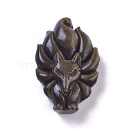 Natural Golden Sheen Obsidian  Pendants, Fox, 46x30x13.2mm, Hole: 1.2mm(G-I226-09B)