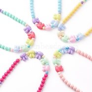 Stretch Kids Beaded Necklaces, with Rabbit & Round Opaque Acrylic Beads, Mixed Color, 17.71 inch(45cm)(NJEW-JN03512)