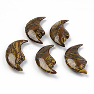 Natural Tiger Eye Beads, No Hole/Undrilled, Moon, 57~62x28~31.5x12.5~13.5mm(G-T132-020)