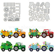Tractor Carbon Steel Cutting Dies Stencils, for DIY Scrapbooking, Photo Album, Decorative Embossing Paper Card, Stainless Steel Color, Vehicle, 101~104x90~114x0.8mm, 2pcs/set(DIY-WH0309-1284)