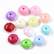 Opaque Acrylic Beads, Faceted, Rondelle, Mixed Color, 8x5mm, Hole: 1.2mm(X-SACR-T356-01)