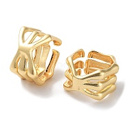 Brass Open Cuff Rings for Women, Skull Wide Band Rings, Real 18K Gold Plated, US Size 5 3/4(16.3mm)(RJEW-E292-25G)