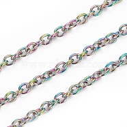 Ion Plating(IP) 304 Stainless Steel Cable Chains, with Spool, Soldered, Oval, Rainbow Color, 1.5x1.5x0.5mm, about 32.8 Feet(10m)/roll(CHS-I003-J01)