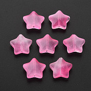 Two Tone Transparent Spray Painted Glass Beads, Star, Hot Pink, 12.5x13x5mm, Hole: 1mm(GLAA-T022-25-C06)
