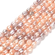 Natural Cultured Freshwater Pearl Beads Strands, Two Sides Polished, Grade 6A, Colorful, 3.8~4.3x5~6mm, Hole: 0.5mm, about 64~65pcs/strand, 13.78''~14.17''(35~36cm)(PEAR-E016-106)