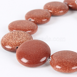 Synthetic Goldstone Beads Strands, Flat Round, 20x5~8mm, Hole: 1mm, about 20pcs/strand, 15.75 inch(G-E243-03A)