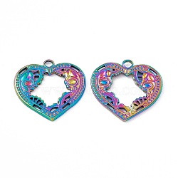 Ion Plating(IP) 304 Stainless Steel Pendants, Heart Charm, Rainbow Color, 24.5x25x1.5mm, Hole: 2.8mm(STAS-B031-02R)