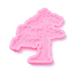 Food Grade Greeting Pine Silicone Molds, Fondant Molds, Baking Molds, Chocolate, Candy, Biscuits, UV Resin & Epoxy Resin Jewelry Making, Hot Pink, 114x110x10mm, Inner Size: 103x87mm(DIY-F045-02)