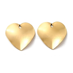 Ion Plating(IP) 316L Surgical Stainless Steel Pendants, Heart Charm, Real 18K Gold Plated, 21.5x22x1.5mm, Hole: 1.2mm(STAS-F302-21G-02)