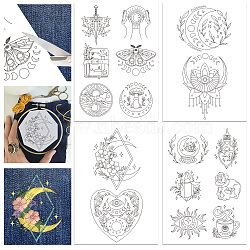 4 Sheets 11.6x8.2 Inch Stick and Stitch Embroidery Patterns, Non-woven Fabrics Water Soluble Embroidery Stabilizers, Moon, 297x210mmm(DIY-WH0455-012)