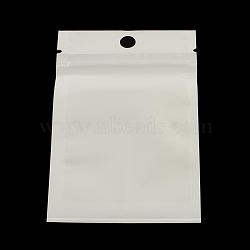 Pearl Film Plastic Resealable Packaging Bags, with Hang Hole, Top Seal, Self Seal Bag, Rectangle, White, 15x10cm, inner measure: 11x9cm(OPP-R002-03)
