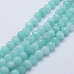 Natural & Dyed Jade Bead Strands, Imitation Aquamarine, Round, 8mm, Hole: 1.5mm, about 48pcs/strand, 14.37 inch(36.5cm)(X-G-P370-02-8mm)