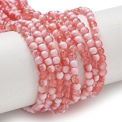 Crackle Glass Beads Strands, Rondelle, Light Coral, 4.5mm, Hole: 0.7mm, about 208~217pcs/strand, 299.21''(760cm)(GLAA-U001-4mm-13)