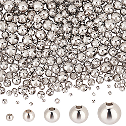 Elite 400 Pcs 5 Style Rack Plating Brass Beads, Long-Lasting Plated, Round, Platinum, 2~6mm, Hole: 1~1.5mm, 80pcs/style(KK-PH0005-30P)