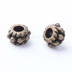 Tibetan Style Alloy Spacer Beads, Rondelle, Cadmium Free & Nickel Free & Lead Free, Antique Bronze, 5x3mm, Hole: 2mm, about 5800pcs/1000g(TIBE-Q063-27AB-NR)