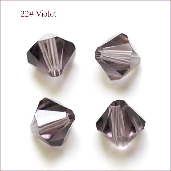 Imitation Austrian Crystal Beads, Grade AAA, Faceted, Bicone, Purple, 3x3mm, Hole: 0.7~0.9mm