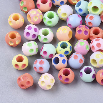 Spray Painted Acrylic Beads, Rondelle, Mixed Color, 6.5x5.5mm, Hole: 2.5mm, about 4500pcs/500g