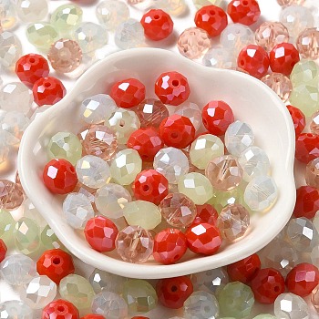 Glass Beads, Faceted, Rondelle, Dark Orange, 10x8mm, Hole: 1mm, about 560pcs/500g