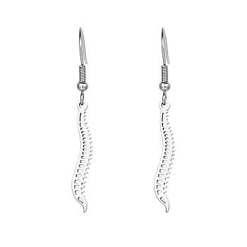 Non-Tarnish 304 Stainless Steel Spine Dangle Earrings, Scoliosis Disease Earrings Chiropractor Earrings, Stainless Steel Color, No Size