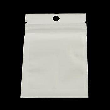 Pearl Film Plastic Zip Lock Bags, Resealable Packaging Bags, with Hang Hole, Top Seal, Self Seal Bag, Rectangle, White, 15x10cm, inner measure: 11x9cm