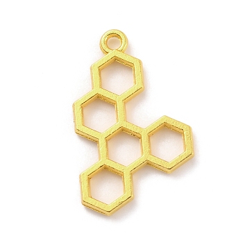 Alloy Pendants, Hollow Honeycomb Charm, Golden, 29.5x18x2mm, Hole: 2mm