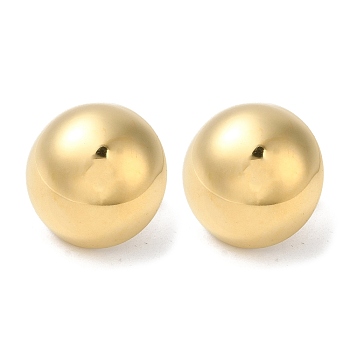 304 Stainless Steel Stud Earrings, Half Round, Real 18K Gold Plated, 20mm