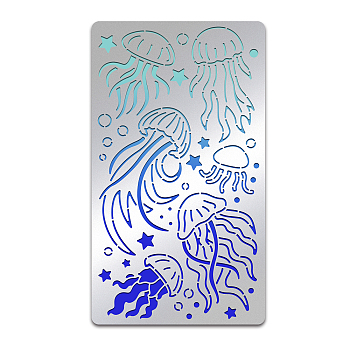 Stainless Steel Cutting Dies Stencils, for DIY Scrapbooking/Photo Album, Decorative Embossing DIY Paper Card, Matte Stainless Steel Color, Jellyfish Pattern, 177x101mm