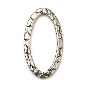304 Stainless Steel Linking Rings, Textured, Oval, Stainless Steel Color, 24x13x1.5mm, Inner Diameter: 20x9mm