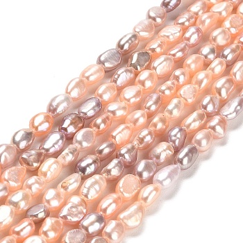Natural Cultured Freshwater Pearl Beads Strands, Two Sides Polished, Grade 6A, Colorful, 3.8~4.3x5~6mm, Hole: 0.5mm, about 64~65pcs/strand, 13.78''~14.17''(35~36cm)