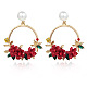 Ring with Flower Alloy & Rhinestone & Polymer Clay Stud Dangle Earrings(FS-WGDD86E-02)-1