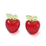 Transparent Acrylic Pendants, Apple Charms, Red, 17.5x14.5x13mm, Hole: 1.8mm(AC-CBA97EB-05A)