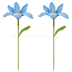 Crochet Cotton Flower Ornaments with Iron Wire, Artificial Flower, Light Sky Blue, 40x411mm(AJEW-WH0460-027A)
