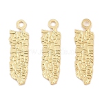 Brass Pendants, Nuggets Charms, Rack Plating, Long-Lasting Plated, Cadmium Free & Lead Free, Real 18K Gold Plated, 12x3.5x0.5mm, Hole: 0.9mm(KK-Z146-11G)