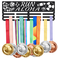 Fashion Iron Medal Hanger Holder Display Wall Rack, with Screws, Sports Theme with Word Run Aloha, Football Pattern, 150x400mm(ODIS-WH0021-255)