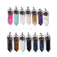 Natural & Synthetic Gemstone Big Pendants, Sword Charm, with Antique Silver Tone Brass Findings, Cadmium Free & Lead Free, 69~74x22x11~12mm, Hole: 5x7.7mm(G-G860-01AS)