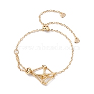 Adjustable Braided Brass Macrame Pouch Cable Chain Slider Bracelet Making, with 201 Stainless Steel Heart, Real 18K Gold Plated, Inner Diameter: 2-7/8 inch(7.3cm), pouch: 21x19mm(BJEW-JB10285-01)