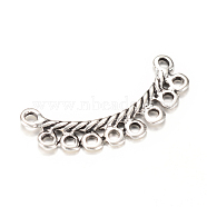 Tibetan Style Alloy Chandelier Components Links, Cadmium Free & Lead Free, Antique Silver, 28x13x1.5~2mm, Hole: 1.5mm, about 1010pcs/1000g(TIBE-Q064-24AS-RS)