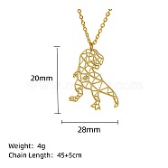 Stainless Steel Geometric Artistic Hollow Animal Pendant Necklaces, Clavicle Chain Necklaces for Women, Golden, Dragon, 17.72 inch(45cm)(JK0174-16)