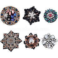 6Pcs 6 Style Glass Rhinestone Beading Applqiues, Sew on Felt Patches, Costume Ornament Accessories, Snowflake & Flower, Mixed Color, 35~58x34~52x6~11mm, 1pc/style(PATC-GF0001-22)